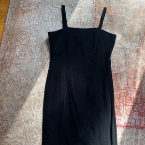 Vintage black velvet midi dress